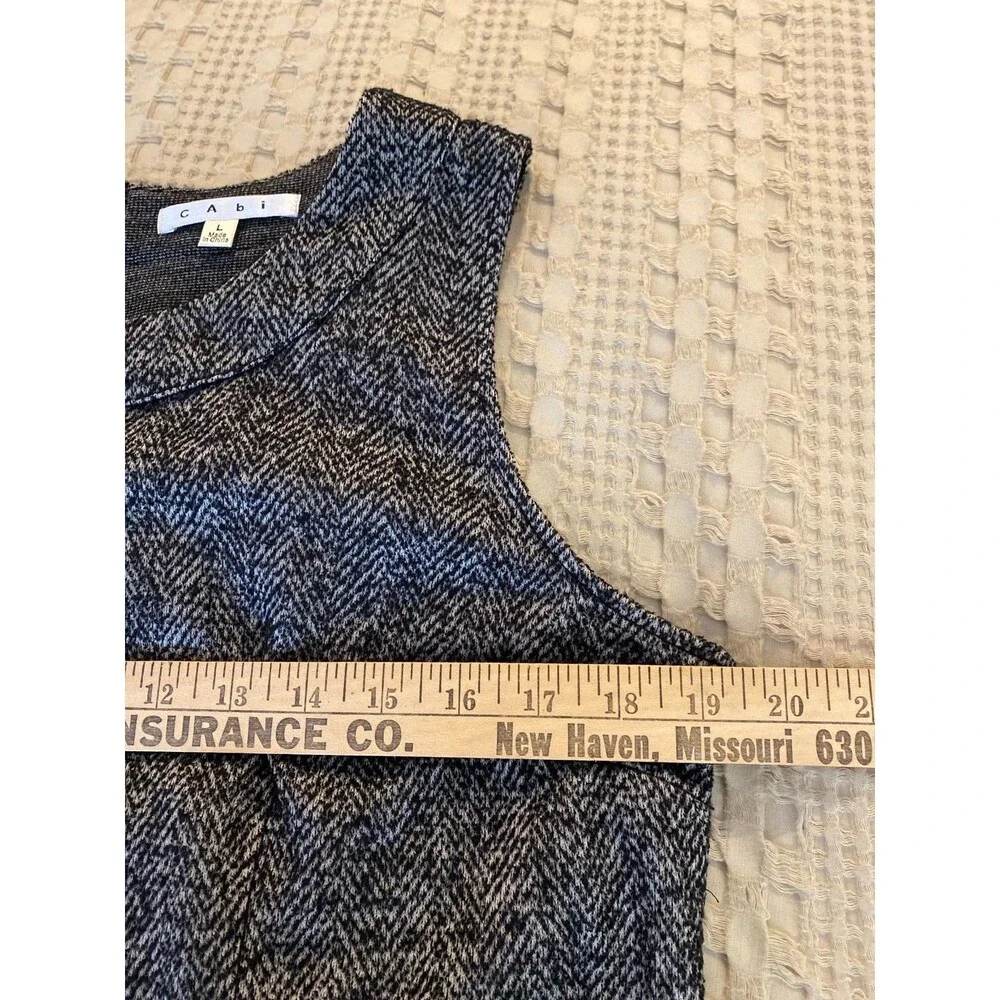 Cabi Women’s‎ Vest Tweed Type Fabric Sz Large Black White Pockets Business Wear
